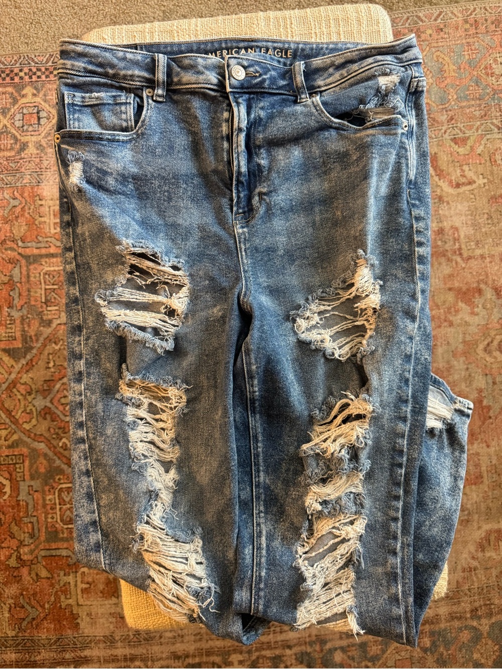 American Eagle Outfitters Distressed Blue Skinny Jeans